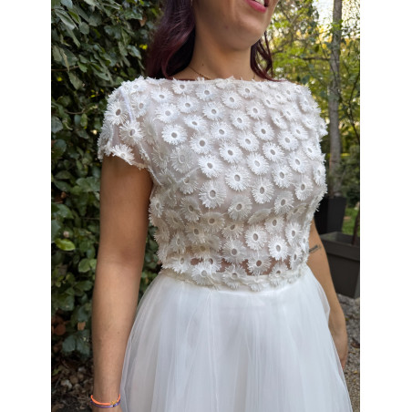 Top en tulle 3D, dos nu, manchettes by Atelier de Juliette