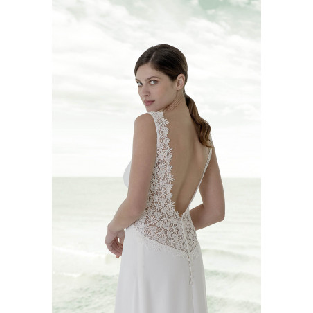 Monaco, robe de mariée  longue fluide fourreau, Lambert Création,