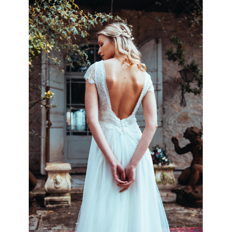 Robe fluide bohème en mousseline et dentelle