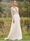 Robe romantique fluide dentelle à paillettes, manches longues Justin Alexander