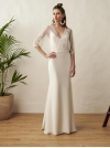 Robe longue de mariée fourreau en crêpe,  Modèle Marylise by Rembo Styling.