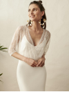 Robe longue de mariée fourreau en crêpe,  Modèle Marylise by Rembo Styling.